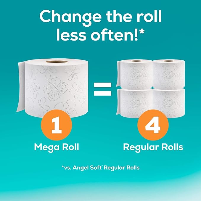 Angel Soft Toilet Paper, 48 Mega Rolls = 192 Regular Rolls, Soft and Strong Toilet Tissue