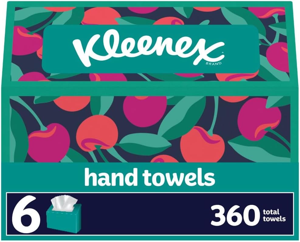 Kleenex Disposable Paper Hand Towels, 6 Boxes, 60 Tissues per Box (360 Total Tissues)