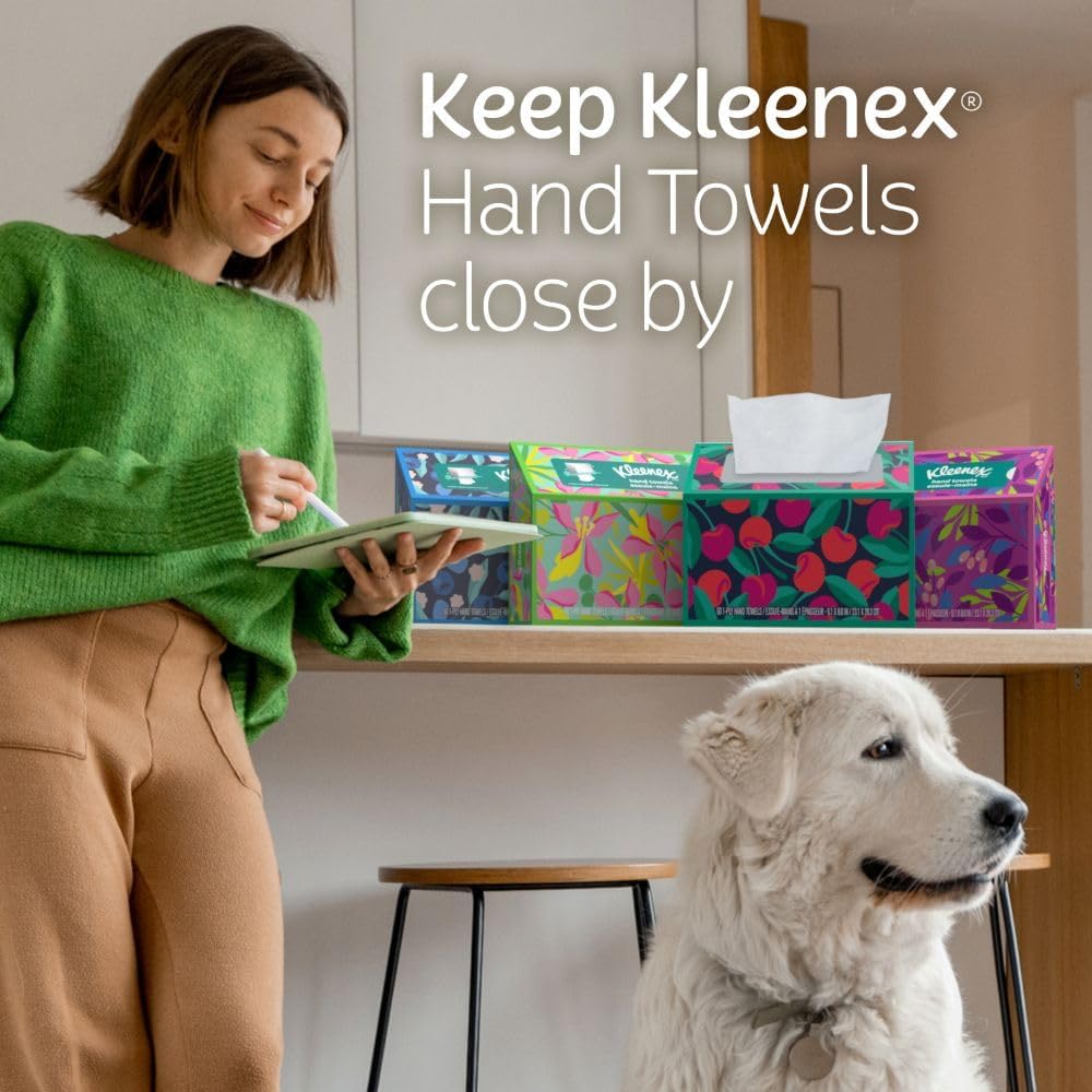 Kleenex Disposable Paper Hand Towels, 6 Boxes, 60 Tissues per Box (360 Total Tissues)