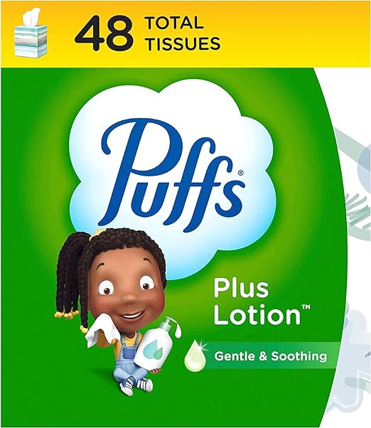 Puffs Plus Lotion Facial Tissue, 1 Cube Box, 48 Tissues Per Box