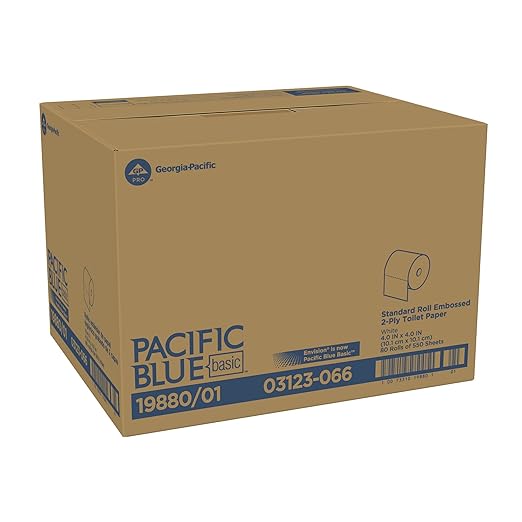 Georgia-Pacific Pacific Blue Basic 2-Ply Embossed Toilet Paper (previously branded Envision),19880/01,550 Sheets Per Roll,80 Rolls Per Case